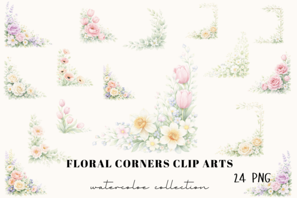 Download Watercolor Floral Corner Clipart - 24 - Art Collection
