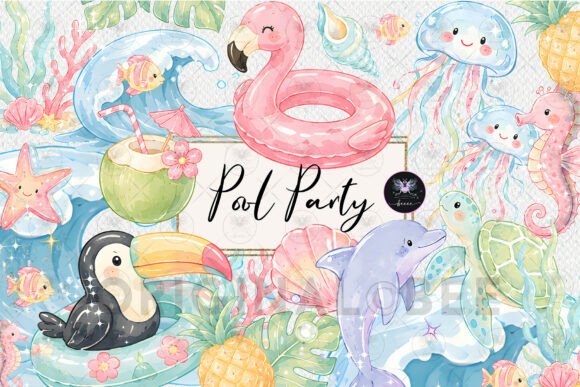 Download Summer Pool Party Clipart Watercolor - Art Collection
