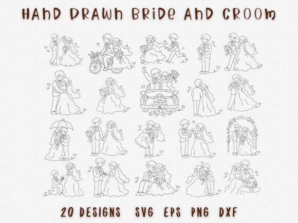 Download Wedding Couple SVG Bridal Line Art Set - Art Collection