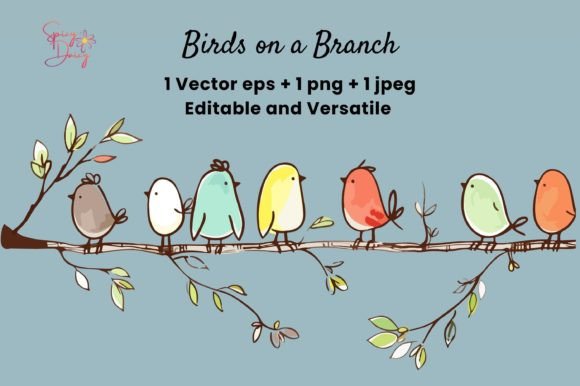 Download Birds on a Branch Vector EPS PNG CLIPART - Art Collection